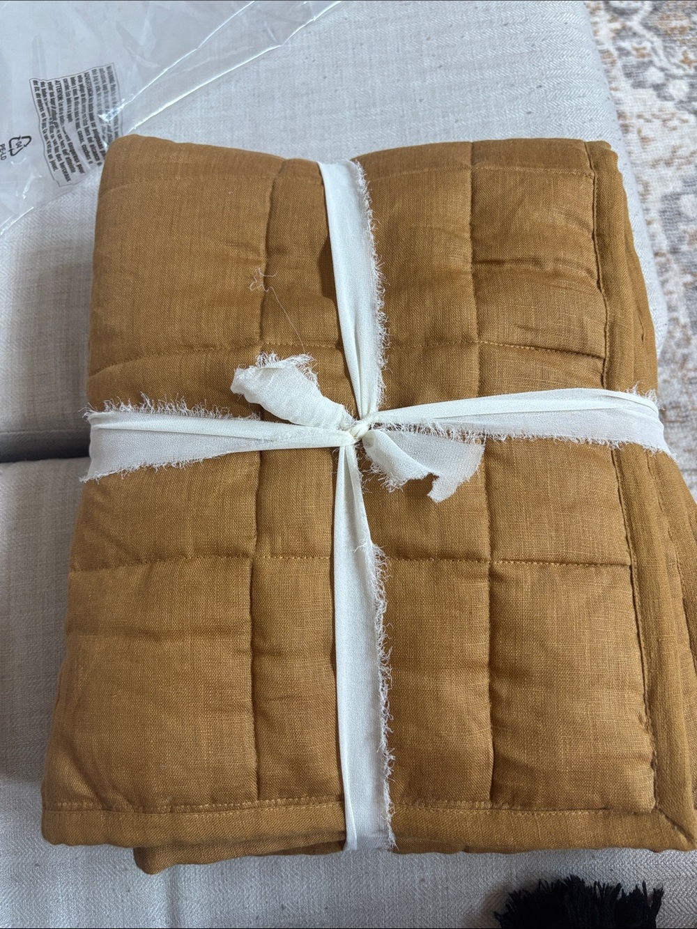 Quince European Linen Box Quilted Sham Set Standard Warm Brown - Picture 3 of 13